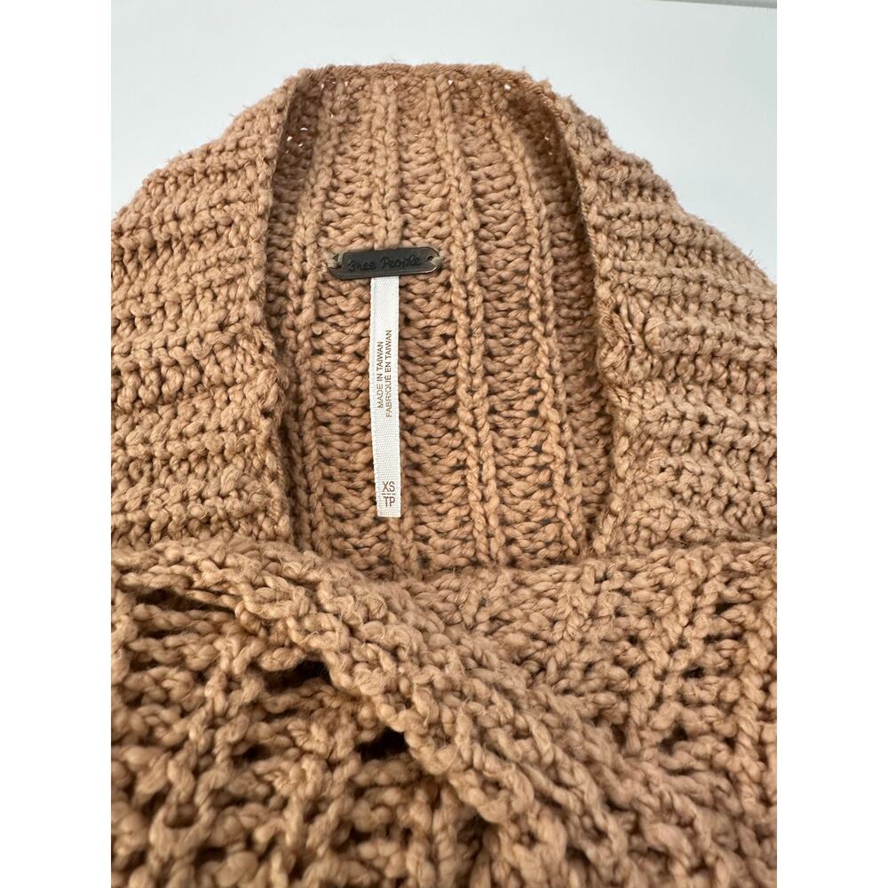 Free People Light Brown Chunky Knit Turtleneck Sweater XS - Picture 3 of 9